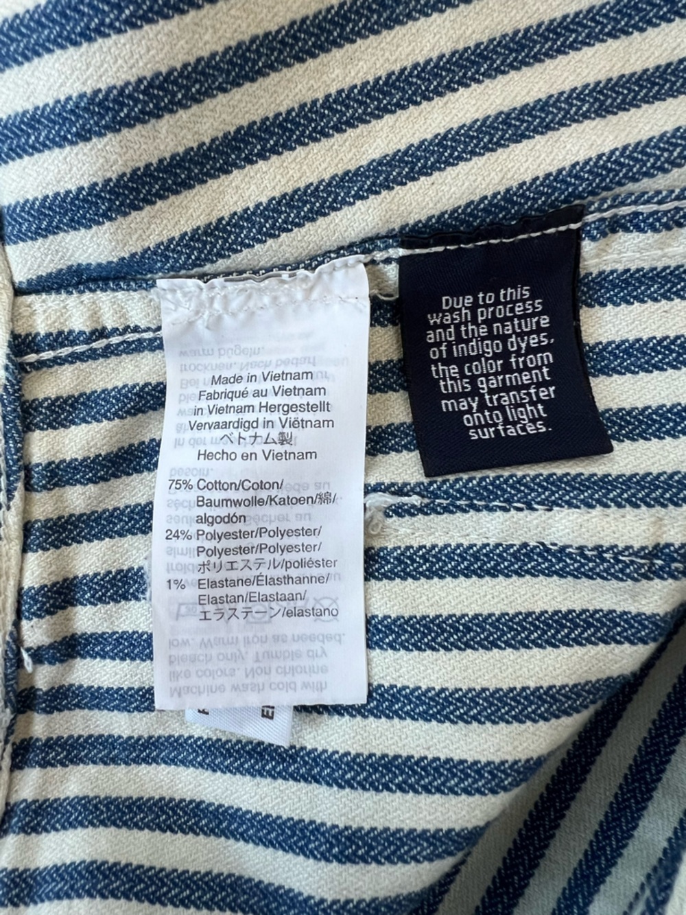 Madewell Emmett Wide-Leg Crop Pants, Navy Blue and White Railroad Stripe, sz 31 - Picture 7 of 10